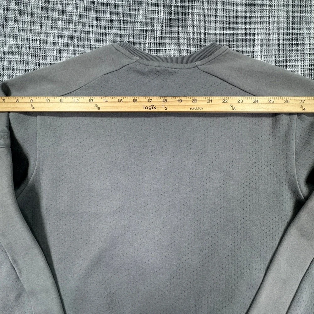 Adidas Sweatshirt Mens Approx Large Gray Textured Crewneck Zip Chest Pocket